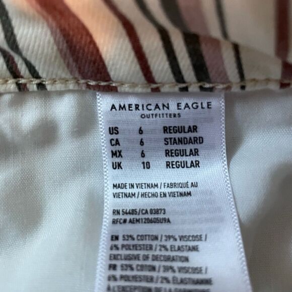 American Eagle Hi Rise Striped Jeggings Pants Brown Size 6 - Picture 9 of 13